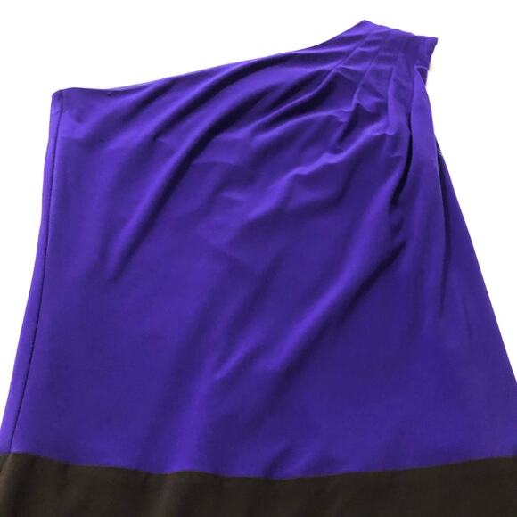 Trina Turk Colorblock One Shoulder Dress Purple Brown Size 2 Sheath - Picture 5 of 10